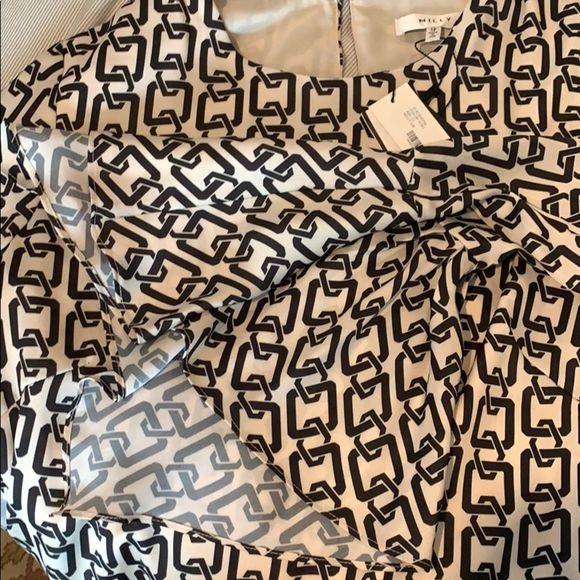 Milly Holly Bell-Sleeve Chain-Print Twill Top 12 - Picture 8 of 8